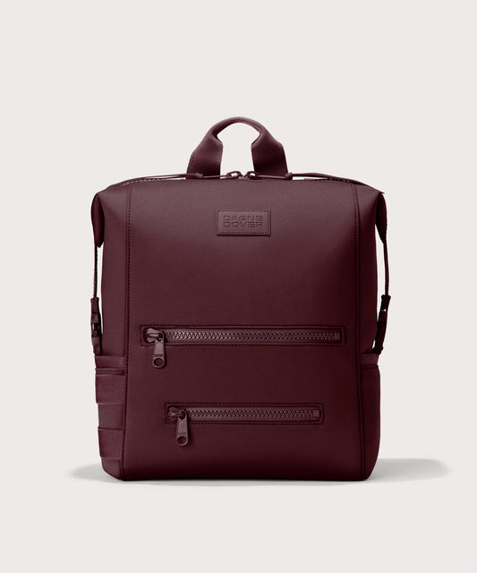 Dagne Dover Large Indi Diaper Backpack in a deep brown with purple undertones.