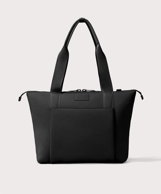 Tote bag in a black seen from the front view.