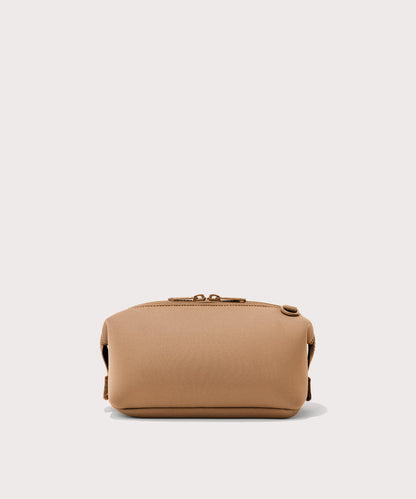 Dagne Dover Small Hunter Toiletry Bag in camel seen from the back.