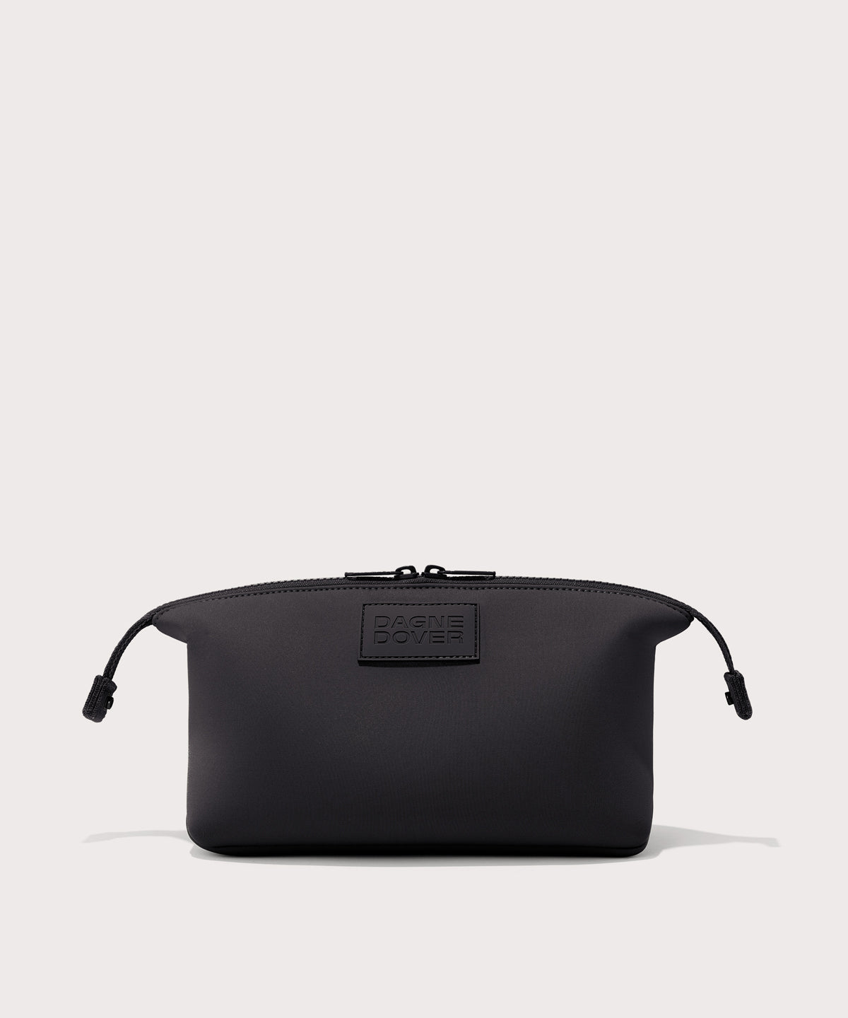 Dagne Dover Large Hunter Toiletry Bag in black with sides unclipped.
