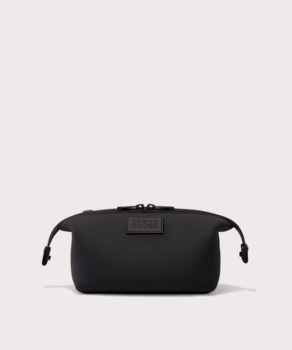 Dagne Dover Small Hunter Toiletry Bag in black with sides unclipped.