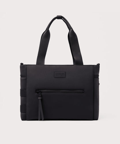 Dagne Dover large Wade Diaper Tote in black with the shoulder strap removed.