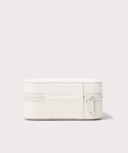 Dagne Dover Large Frankie Jewelry Case in white seen from the back.