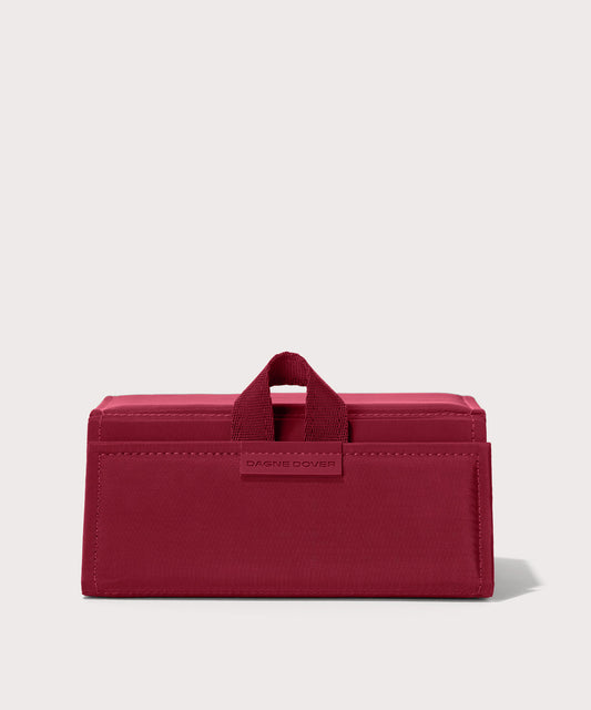 Dagne Dover Remi foldable glasses holder in spice red.