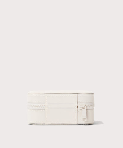 Dagne Dover small Frankie Jewelry Case in white seen from the back.