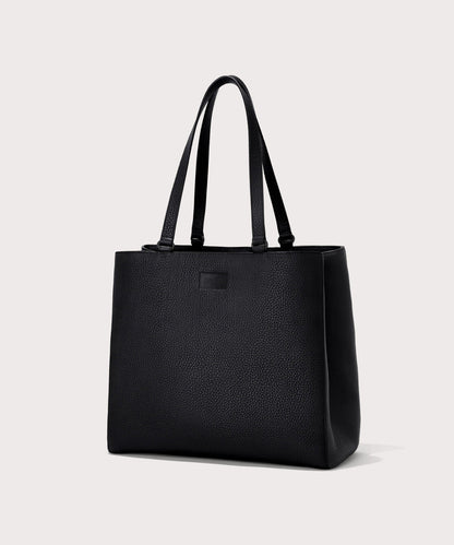Dagne Dover large Allyn Tote in black seen from an angle.